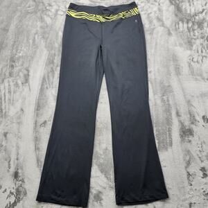 Danskin Now Yoga Pants Womens M Gray Yellow Flare Leg Workout Athleisure Casual